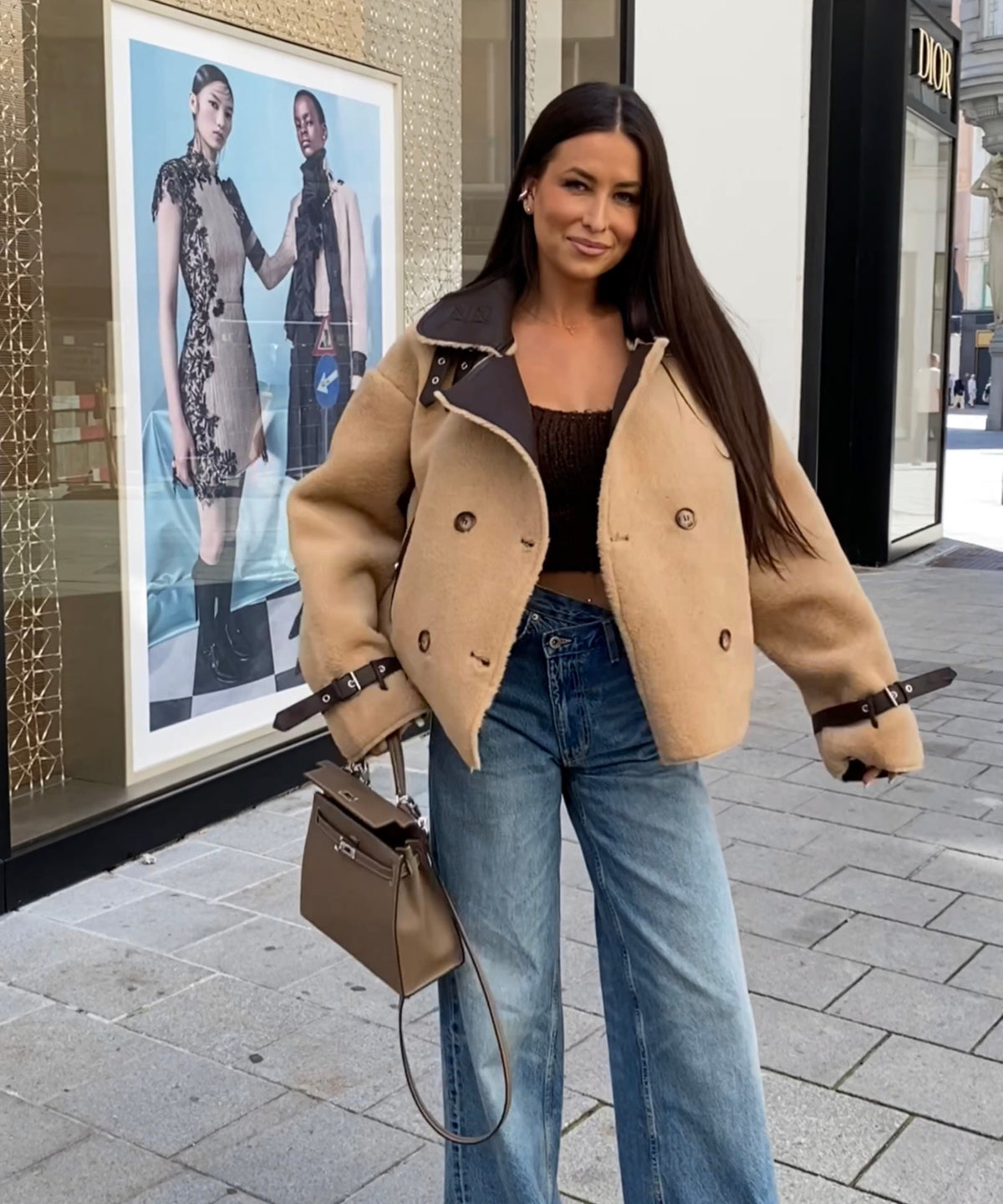 Jacke Ella in Camel - kurz, mit Reißverschluss und Pattentaschen, Farbe: Camel, Ansicht 5