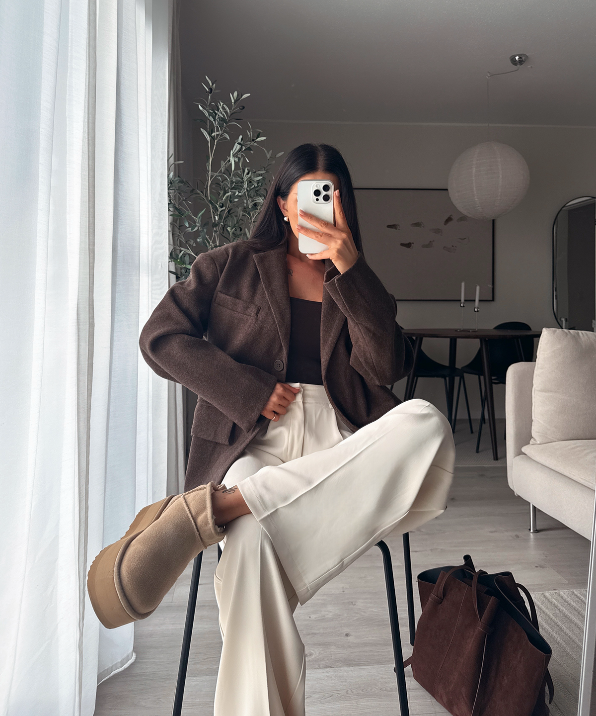 Blazer Sara in Dunkelbraun - Oversize mit Pattentaschen, Farbe: Dunkelbraun, Ansicht 4