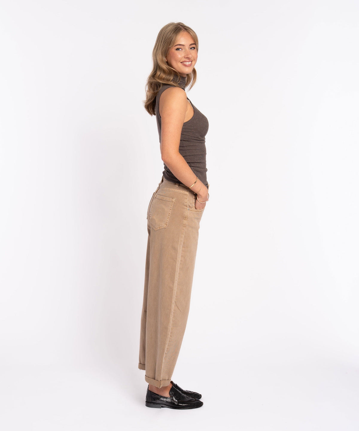 Jeans Aleno in Camel - Ballon-Schnitt in Denim-Optik, Farbe: Camel, Ansicht 12