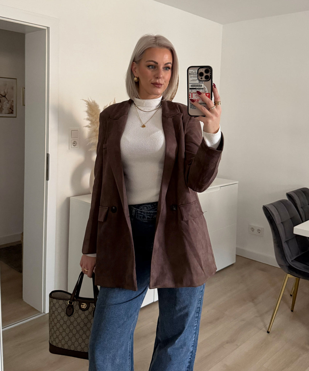 Blazer June in Braun - Oversize-Schnitt mit Revers, Farbe: Braun, Ansicht 15