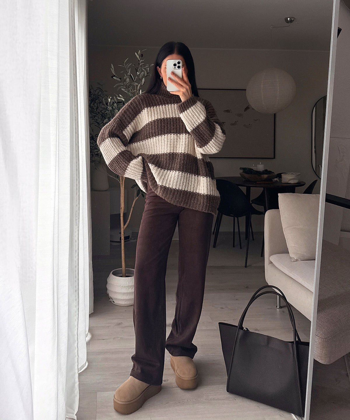 Jeans Missy in Braun - Straight-Leg in Denim-Optik, Farbe: Braun, Ansicht 3