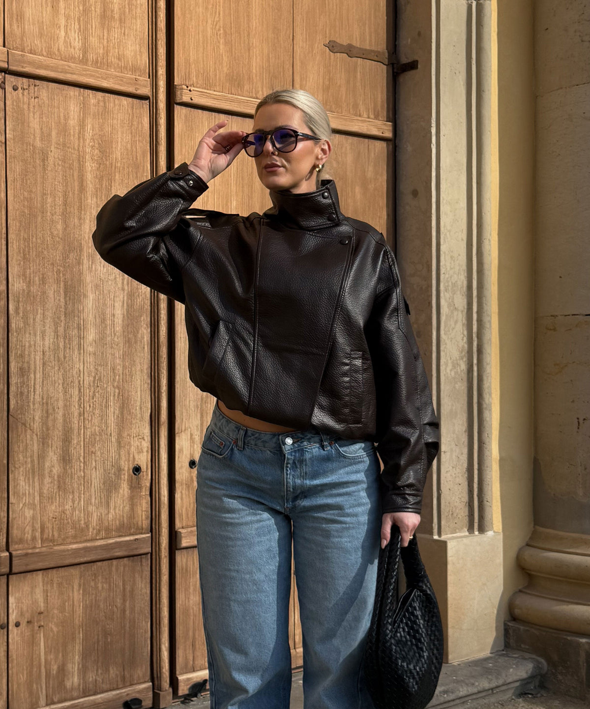 Jacke Rina in Dunkelbraun - Biker-Schnitt mit Reißverschluss, Farbe: Dunkelbraun, Ansicht 15