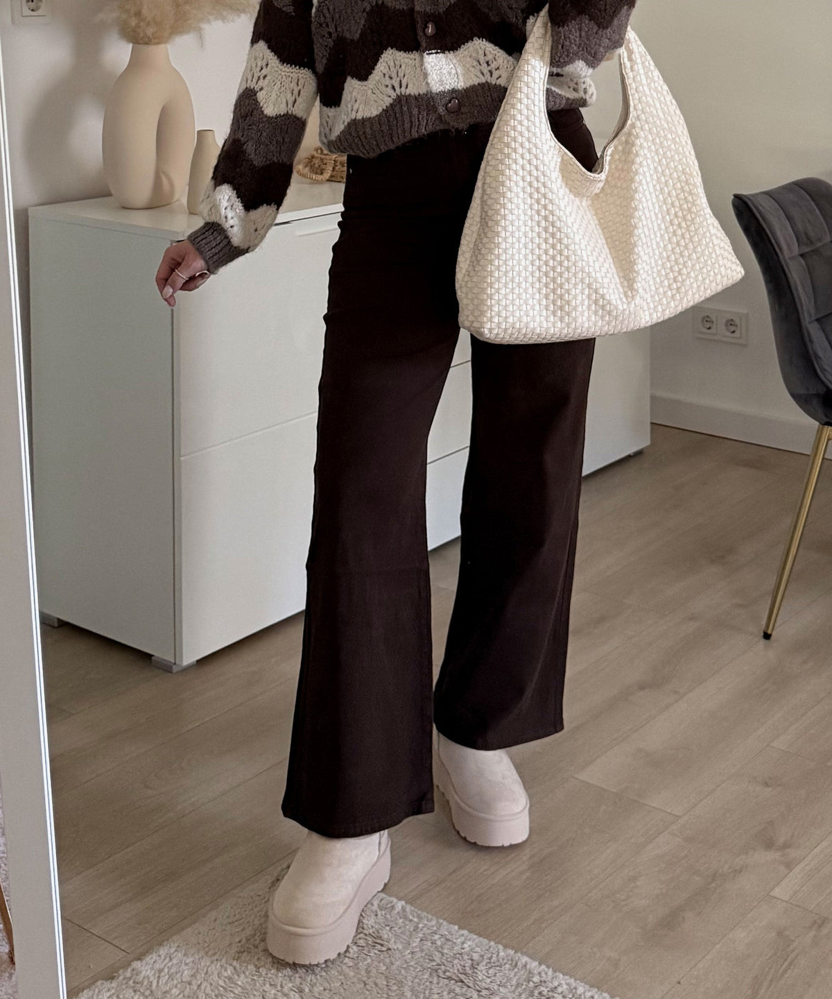 Jeans Zasu in Dunkelbraun - Wide-Leg in Denim-Optik, Farbe: Dunkelbraun, Ansicht 6