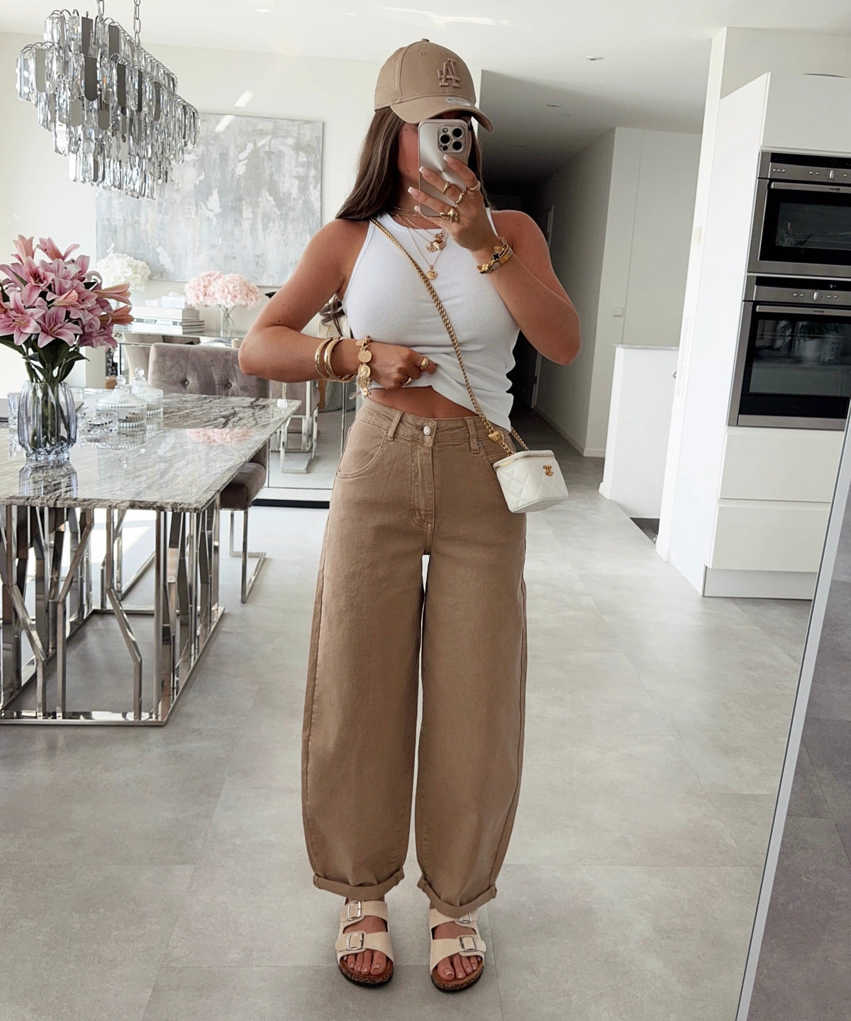 Jeans Aleno in Camel - Ballon-Schnitt in Denim-Optik, Farbe: Camel, Ansicht 2