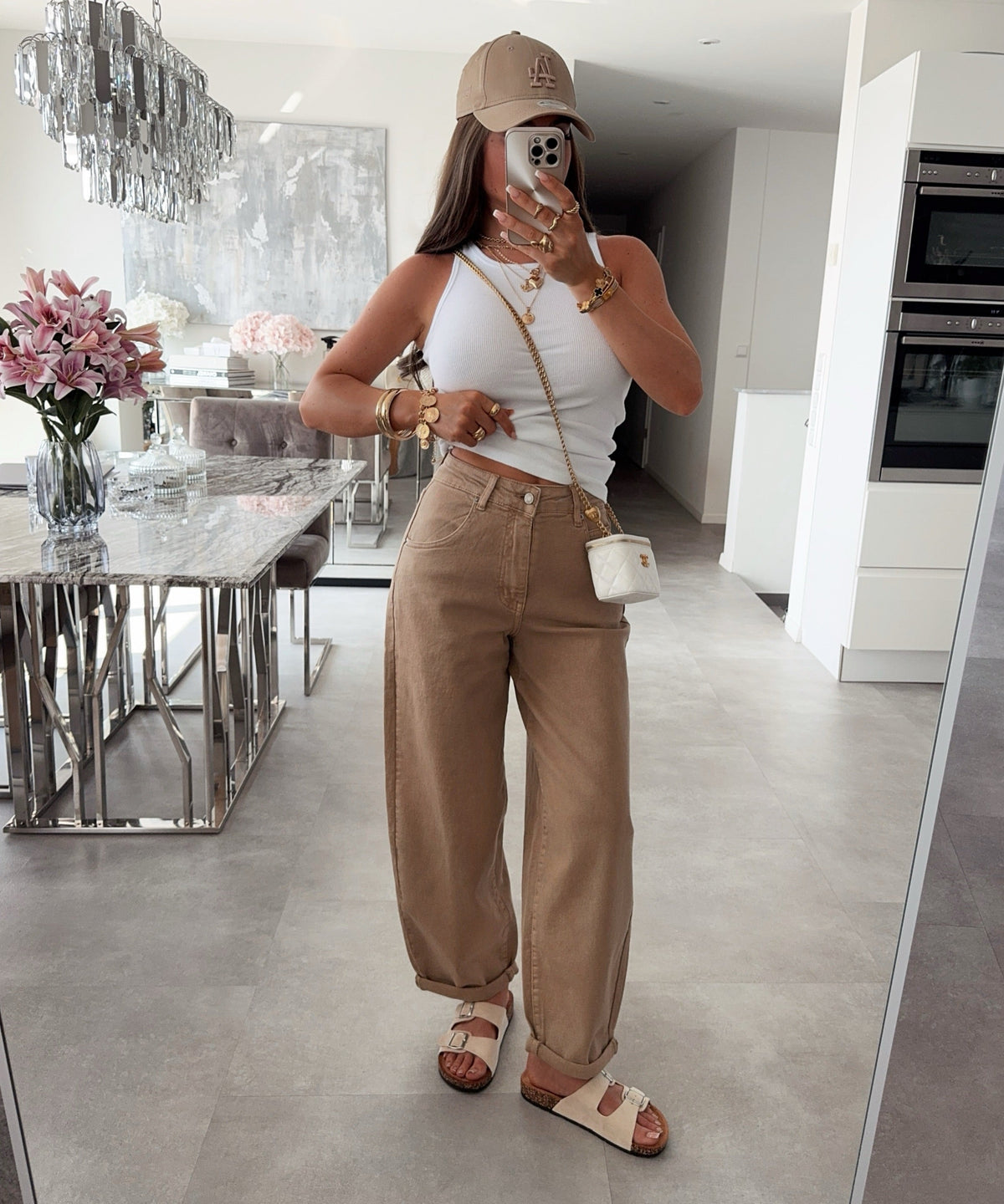 Jeans Aleno in Camel - Ballon-Schnitt in Denim-Optik, Farbe: Camel, Ansicht 8