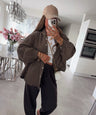 Bluse Laya in Braun - gestreifter Oversize-Schnitt, Farbe: Braun, Ansicht 1