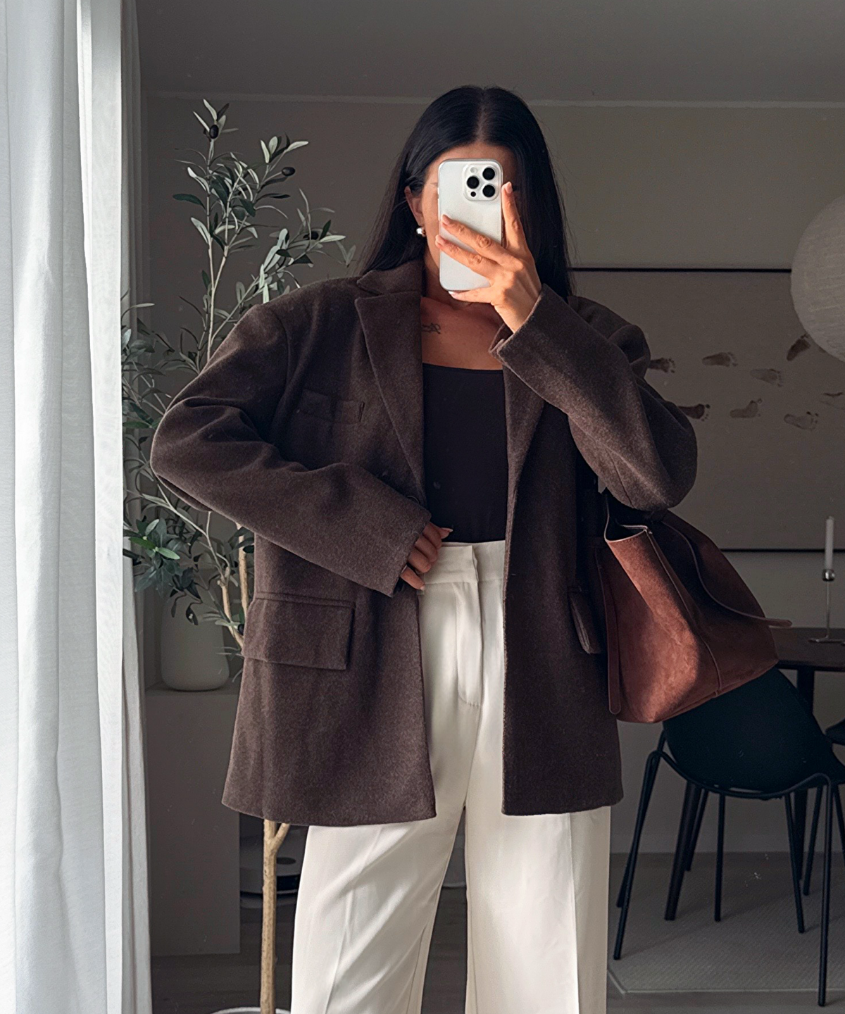 Blazer Sara in Dunkelbraun - Oversize mit Pattentaschen, Farbe: Dunkelbraun, Ansicht 5