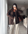 Blazer Sara in Dunkelbraun - Oversize mit Pattentaschen, Farbe: Dunkelbraun, Ansicht 1