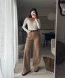 Jeans Harbi in Camel - Wide-Leg in Denim-Optik, Farbe: Camel, Ansicht 1