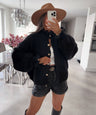 Cardigan Milena in Schwarz - Grobstrick mit Zierknöpfen, Farbe: Schwarz, Ansicht 1