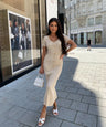 Kleid Augustina in Beige - A-Linie mit Knopfleiste, Farbe: Beige, Ansicht 1