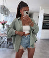 Bluse Felixa in Khaki - gestreift, Oversize-Schnitt, Farbe: Khaki, Ansicht 1