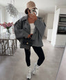 Jacke Joana in Grau - Oversize-Schnitt mit Revers, Farbe: Grau, Ansicht 1
