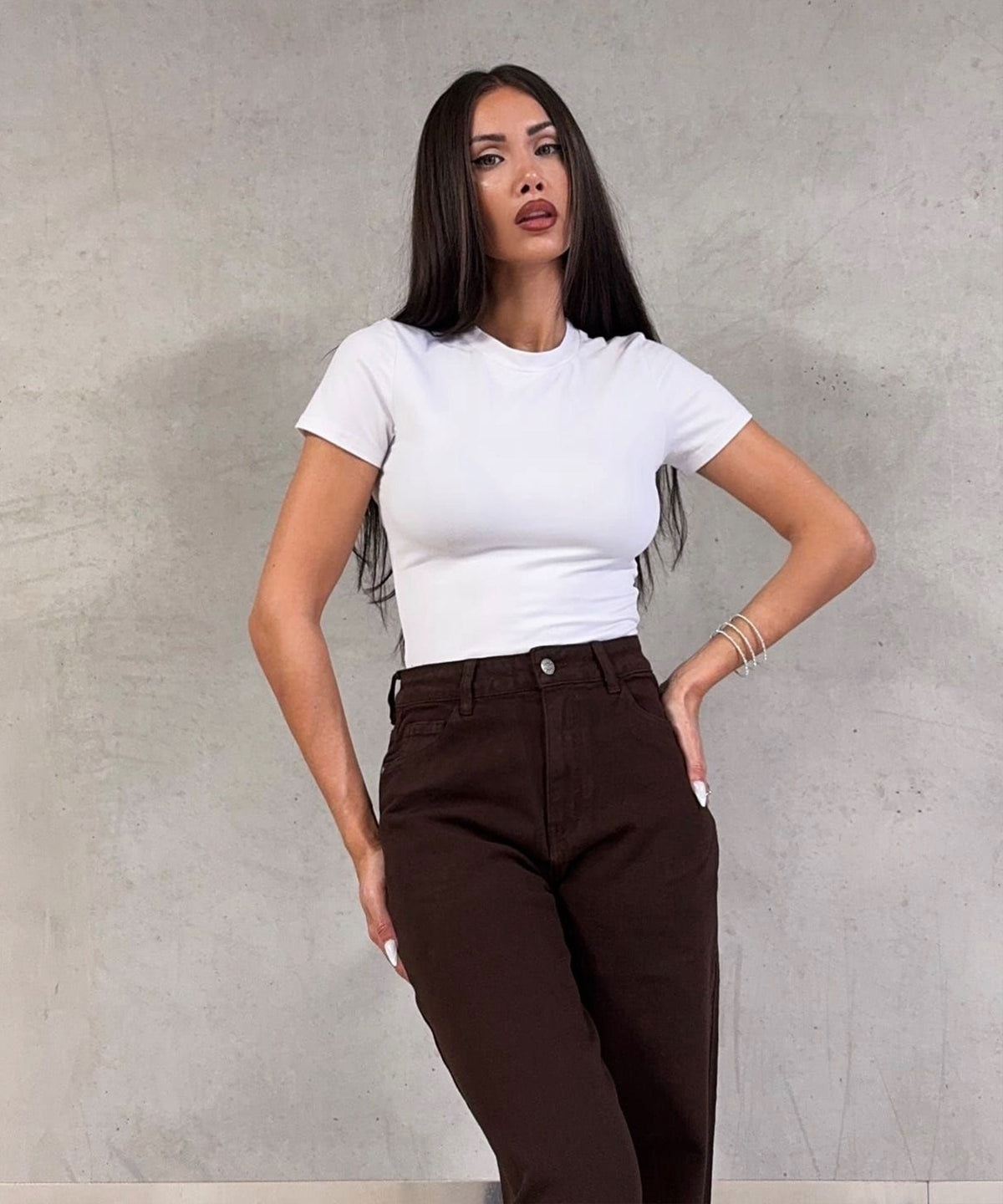 Jeans Zasu in Dunkelbraun - Wide-Leg in Denim-Optik, Farbe: Dunkelbraun, Ansicht 3