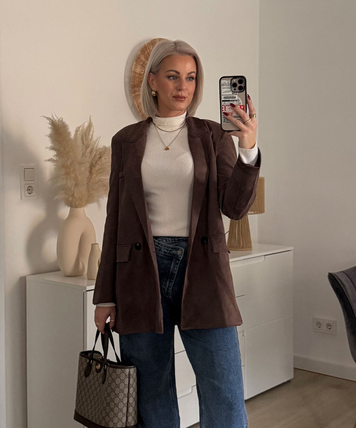 Blazer June in Braun - Oversize-Schnitt mit Revers, Farbe: Braun, Ansicht 13