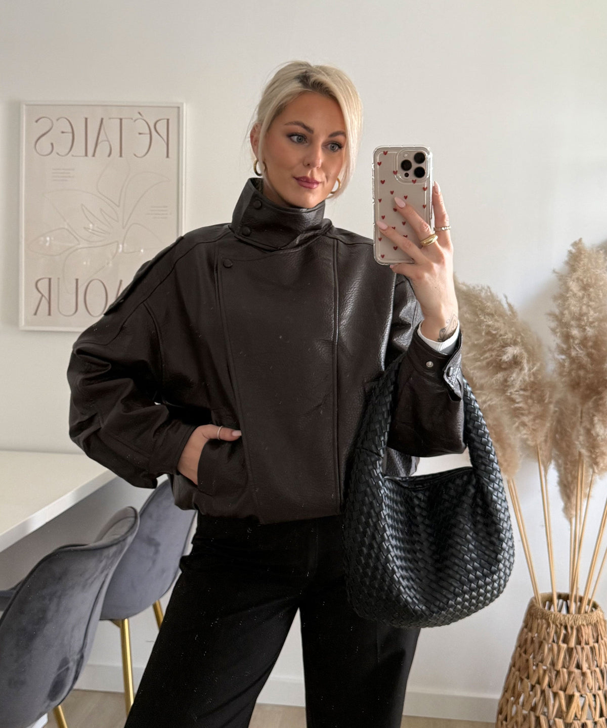 Jacke Rina in Dunkelbraun - Biker-Schnitt mit Reißverschluss, Farbe: Dunkelbraun, Ansicht 7