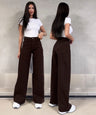 Jeans Zasu in Dunkelbraun - Wide-Leg in Denim-Optik, Farbe: Dunkelbraun, Ansicht 1