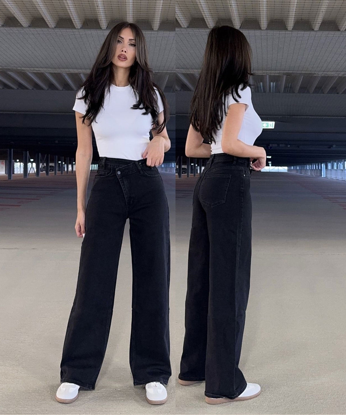 Jeans Galia in Schwarz - Straight-Leg in Denim-Optik, Farbe: Schwarz, Ansicht 3